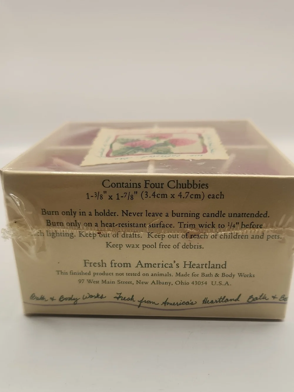 Bath & Body Works Sun-Ripened Raspberry Votives Chubbies Candles 4 New - Picture 3 of 4